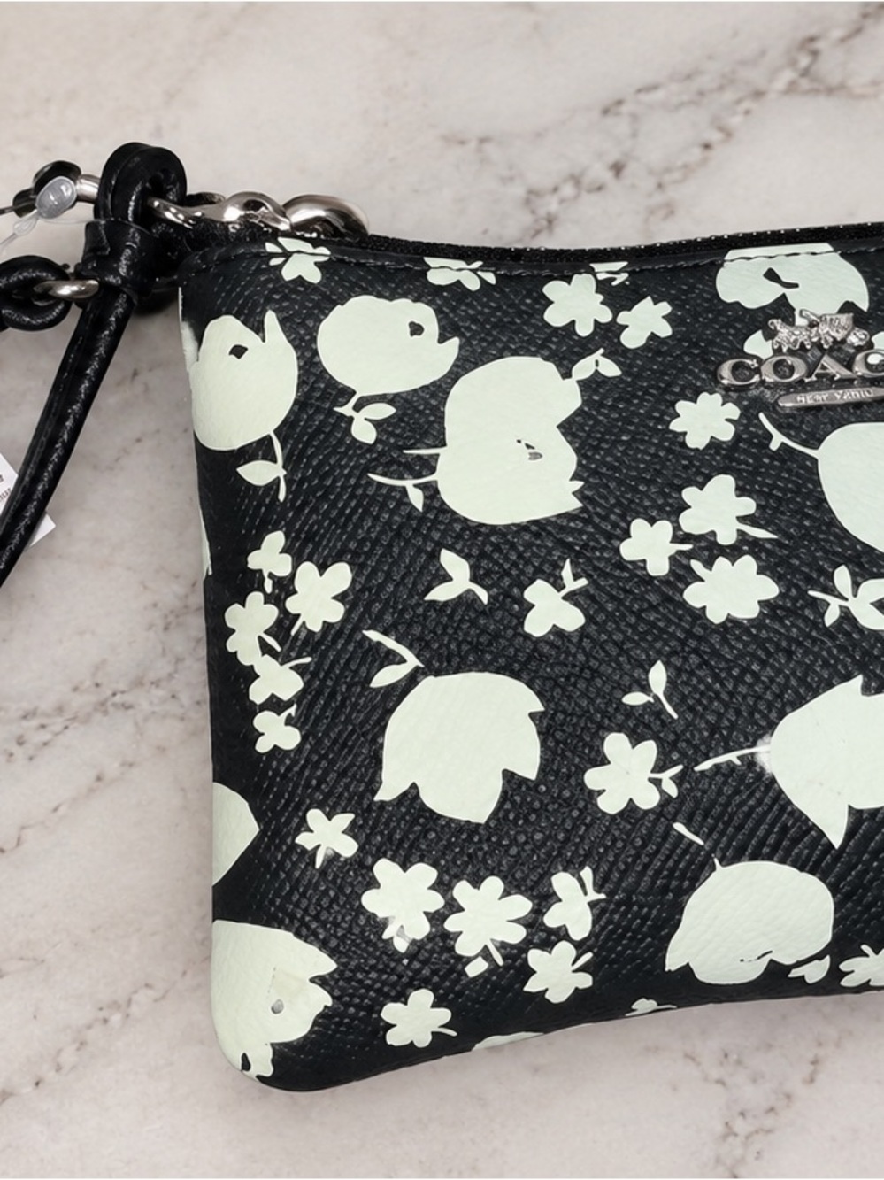Coach Prairie Calico Floral Leather Corner Zip Wristlet 64214 NWT